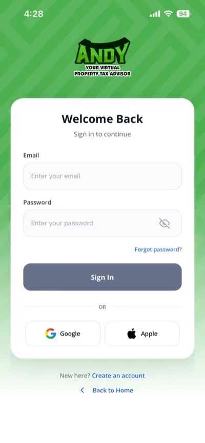 The Andy App — companion app screen