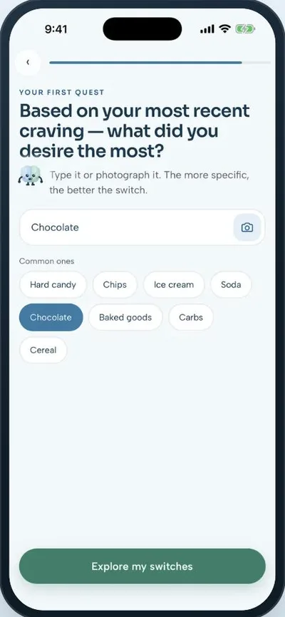 Crave & Switch app — pick the craving to switch