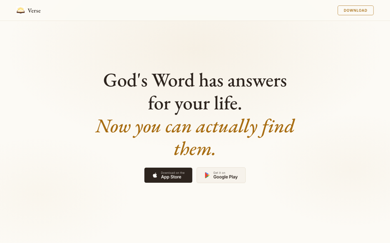 Verse website homepage